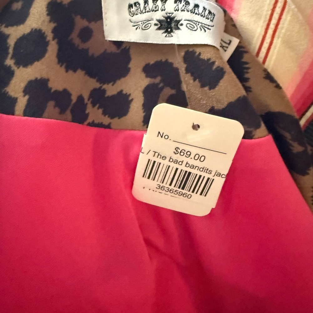NEW- Crazy Train Leopard and Stripe Women's Jacket - Picture 5 of 5